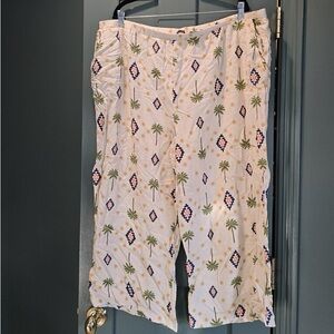 Never Fully Dressed Cream Wide Leg Pants with Palm Print